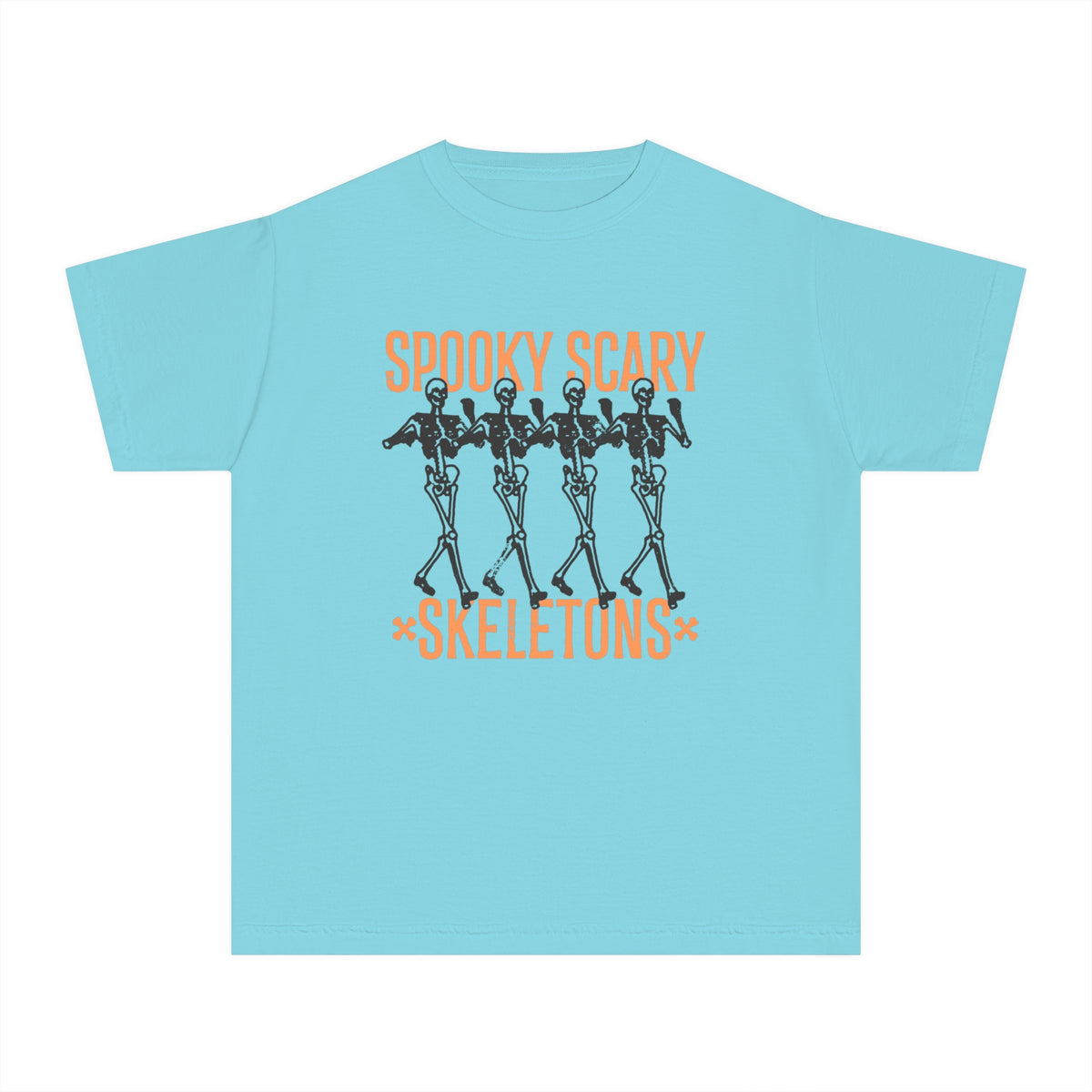 Spooky Scary Skeleton Comfort Colors Youth Midweight Tee