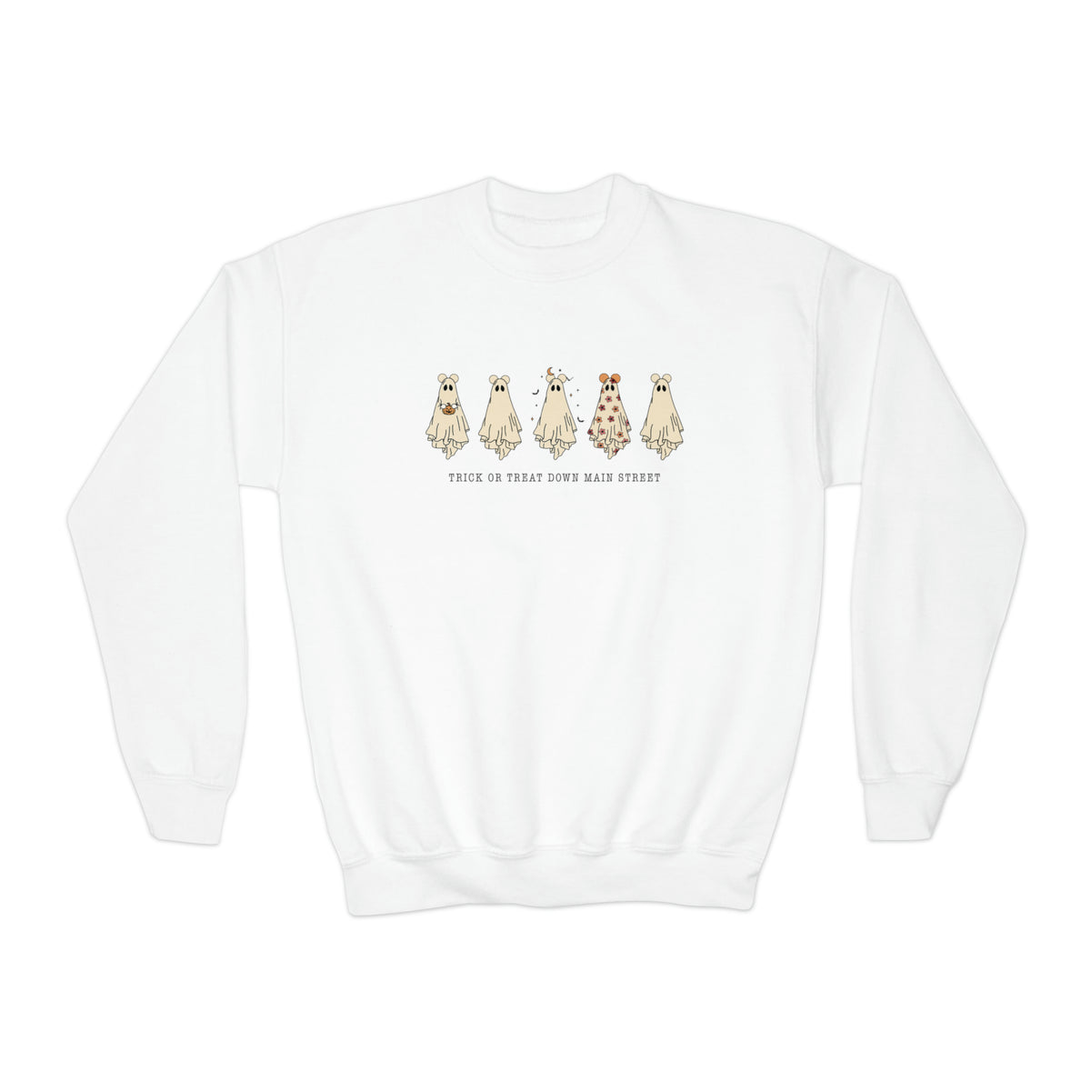 Trick or Treat Down Main Street Youth Crewneck Sweatshirt