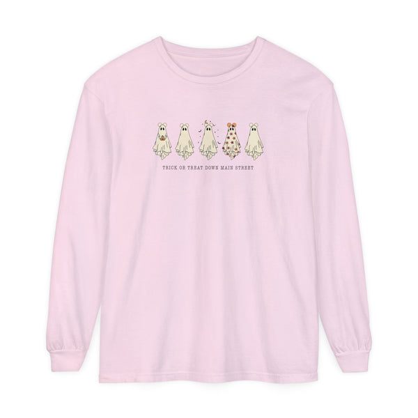 Trick or Treat Down Main Street Comfort Colors Unisex Garment-dyed Long Sleeve T-Shirt