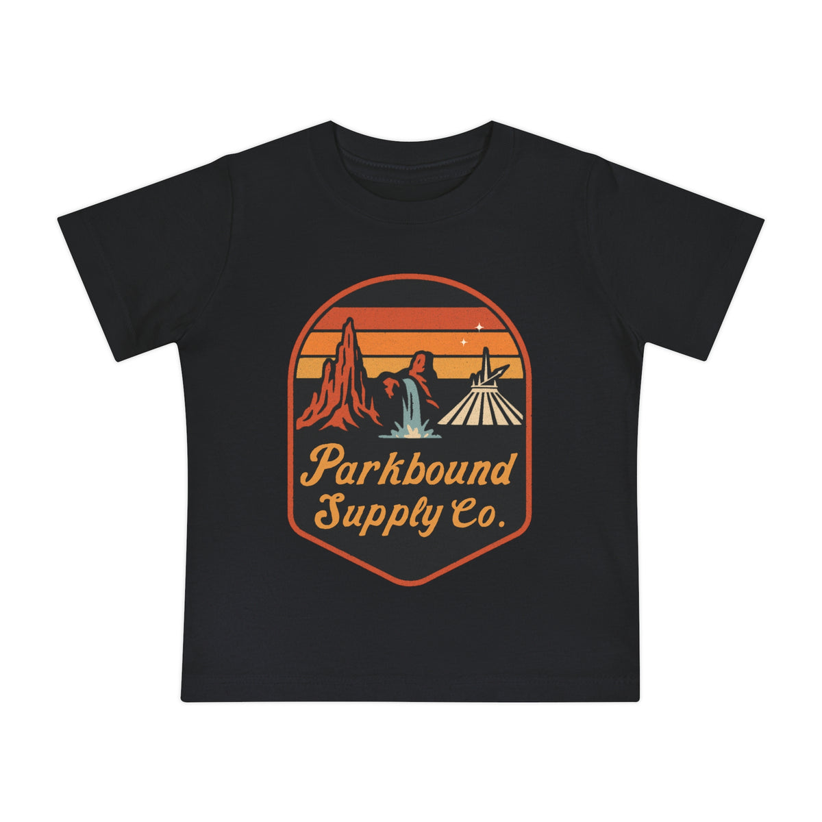 Triple Mountain Badge Bella Canvas Baby Short Sleeve T-Shirt