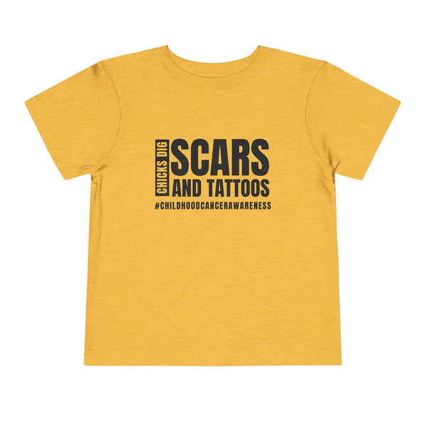 Chicks Dig Scars and Tattoos Bella Canvas Toddler Short Sleeve Tee