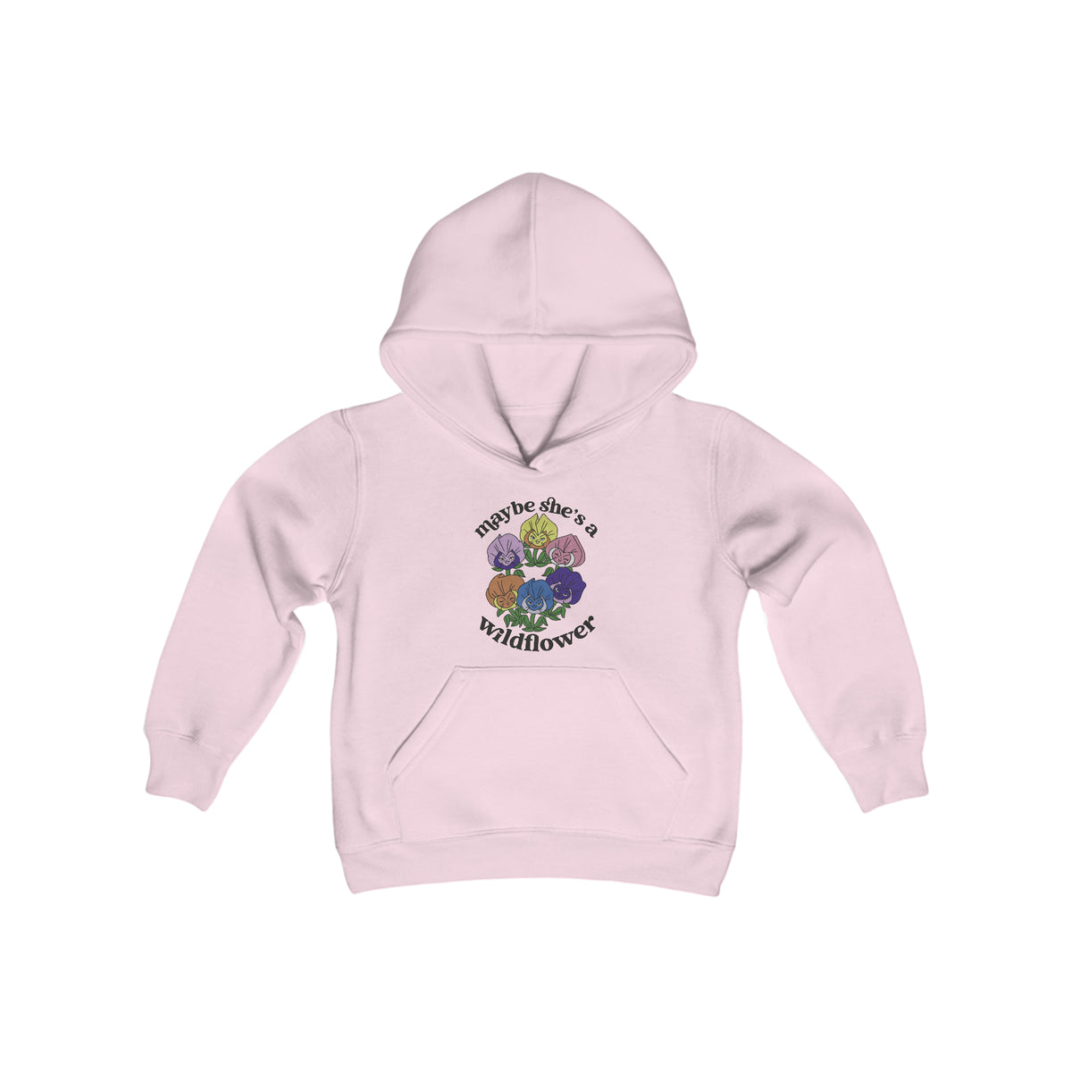 Maybe She’s A Wildflower Gildan Youth Heavy Blend Hooded Sweatshirt