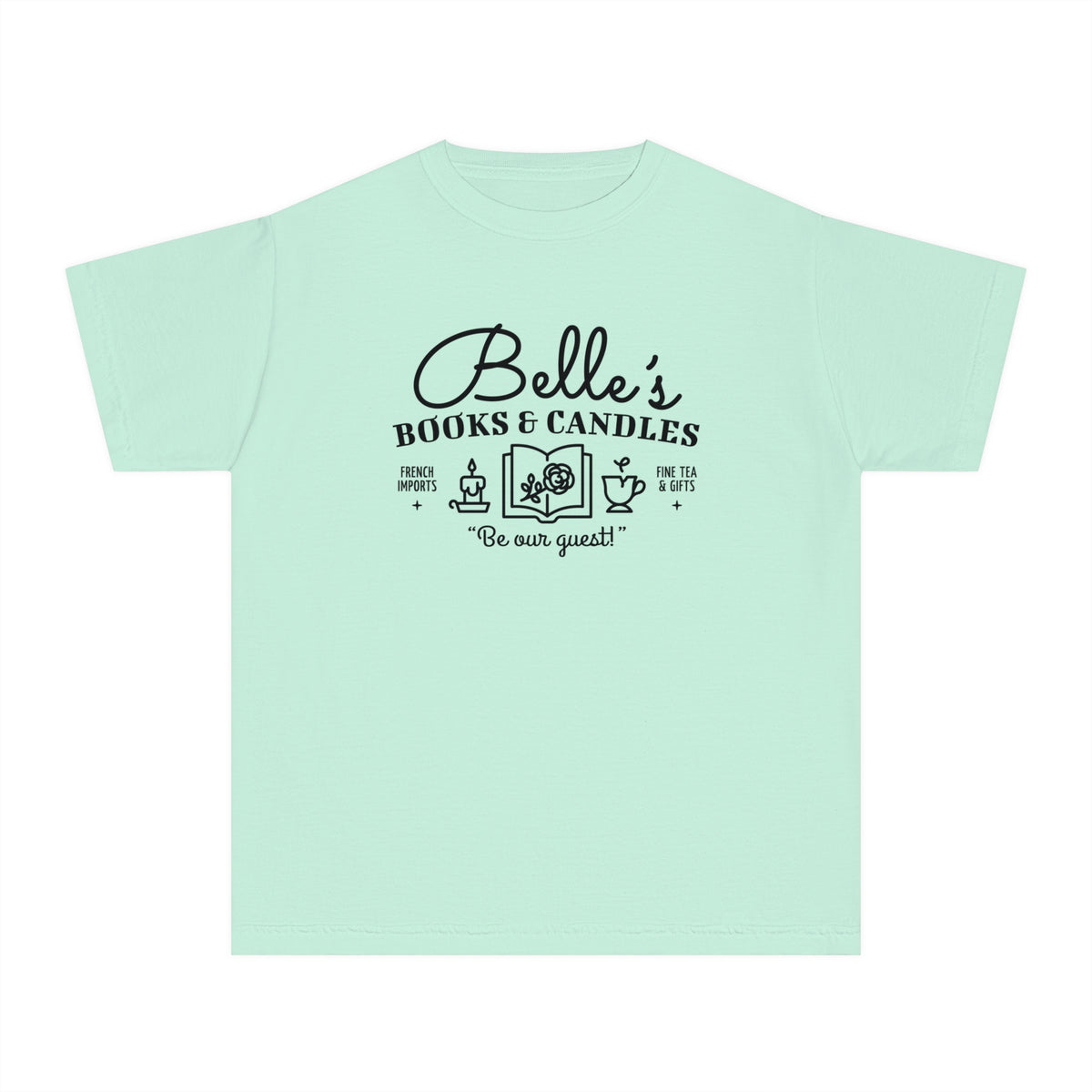 Belle’s Books & Candles Comfort Colors Youth Midweight Tee