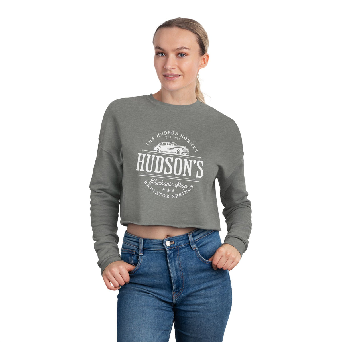 Hudson's Mechanic Shop Women's Bella Canvas Cropped Sweatshirt