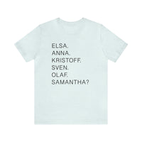 Frozen Character Names Bella Canvas Unisex Jersey Short Sleeve Tee