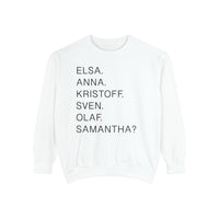 Frozen Character Names Comfort Colors Unisex Garment-Dyed Sweatshirt