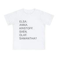 Frozen Character Names Bella Canvas Baby Short Sleeve T-Shirt