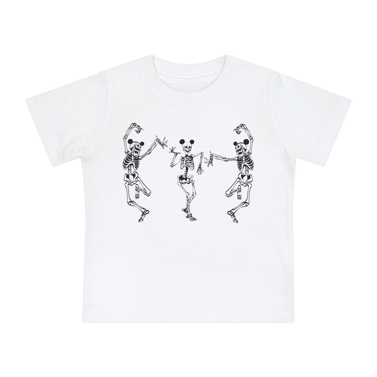 Dancing Skeletons with Ears Bella Canvas Baby Short Sleeve T-Shirt