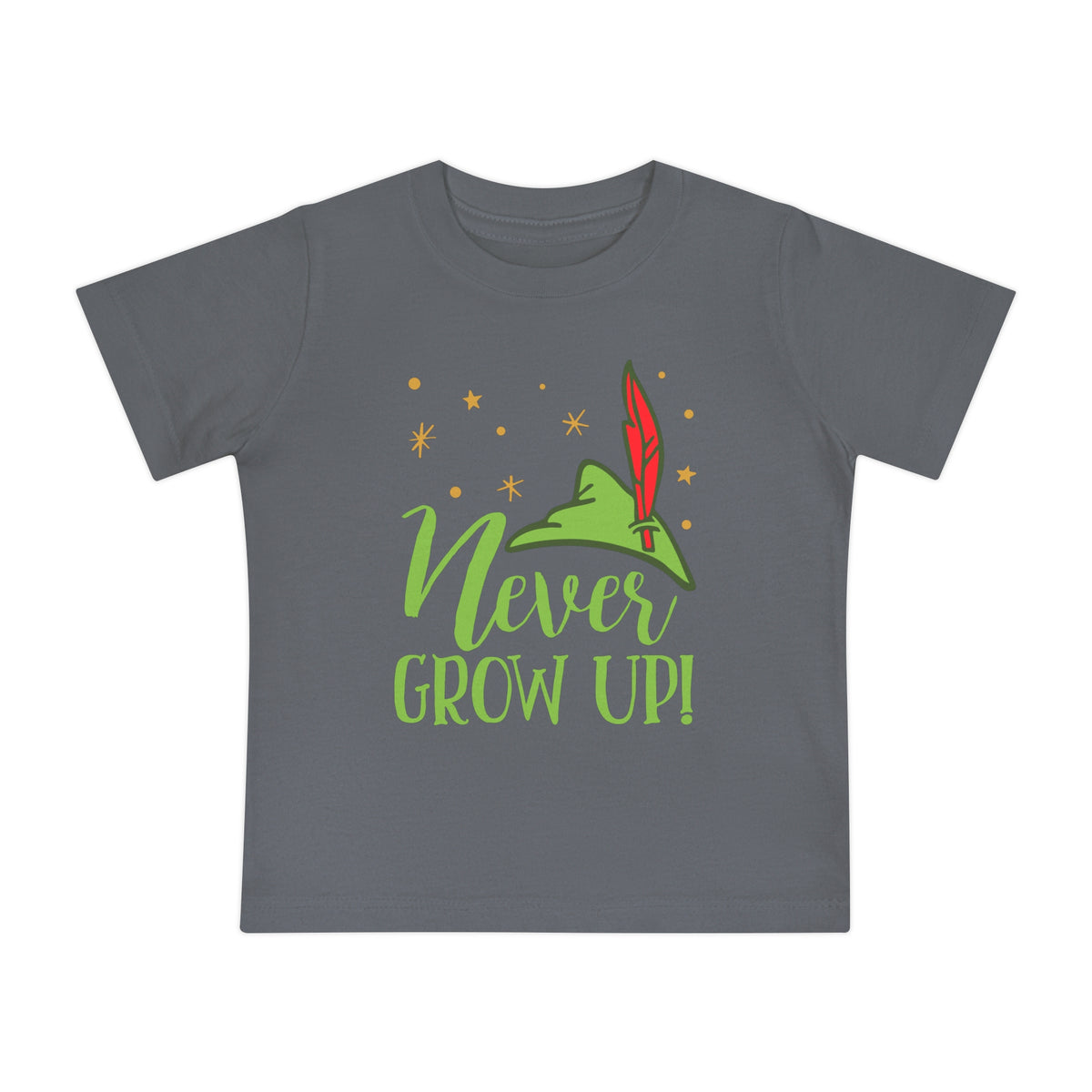 Never Grow Up Bella Canvas Baby Short Sleeve T-Shirt