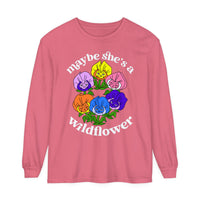 Maybe She’s A Wildflower Comfort Colors Unisex Garment-dyed Long Sleeve T-Shirt