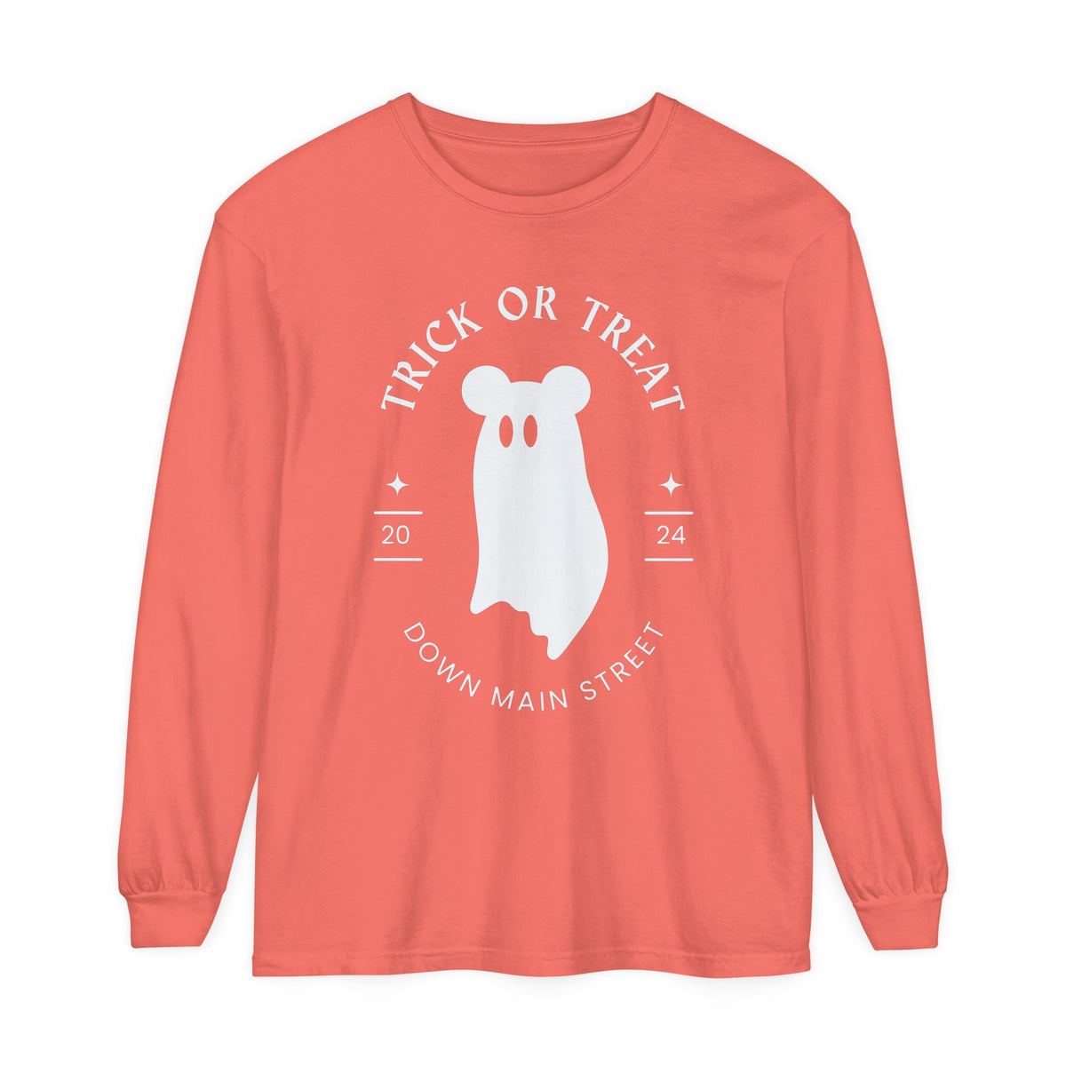 Trick or Treat Down Main Street Comfort Colors Unisex Garment-dyed Long Sleeve T-Shirt