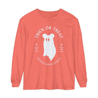 Trick or Treat Down Main Street Comfort Colors Unisex Garment-dyed Long Sleeve T-Shirt