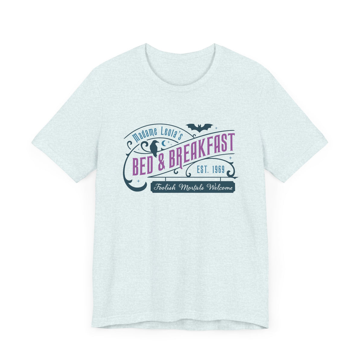 Madame Leota’s Bed and Breakfast Teal Bella Canvas Unisex Jersey Short Sleeve Tee