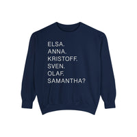 Frozen Character Names Comfort Colors Unisex Garment-Dyed Sweatshirt