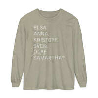 Frozen Character Names Comfort Colors Unisex Garment-dyed Long Sleeve T-Shirt