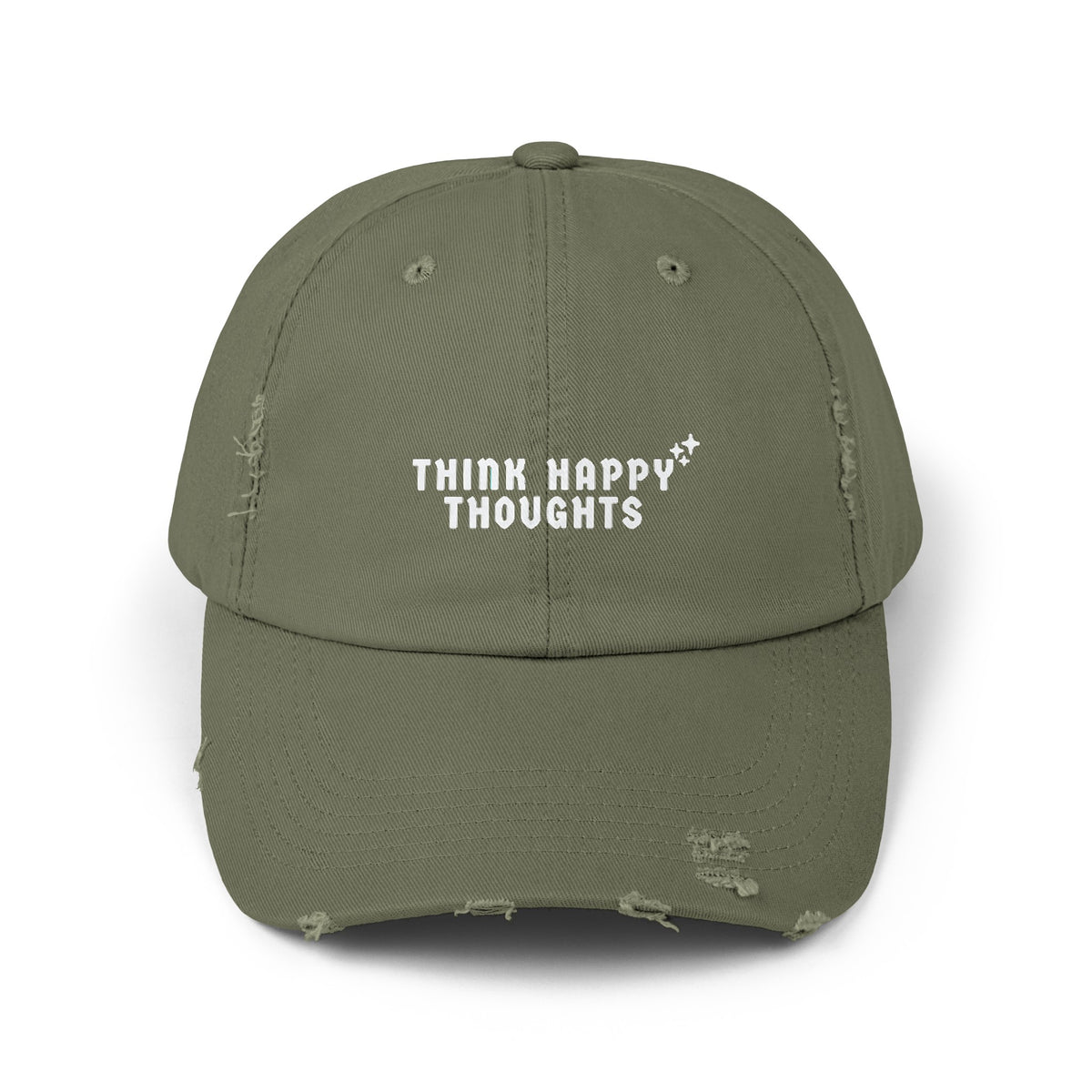 Think Happy Thoughts Unisex Distressed Cap