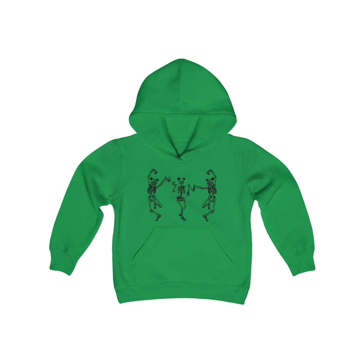 Dancing Skeletons with Ears Gildan Youth Heavy Blend Hooded Sweatshirt
