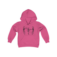 Dancing Skeletons with Ears Gildan Youth Heavy Blend Hooded Sweatshirt