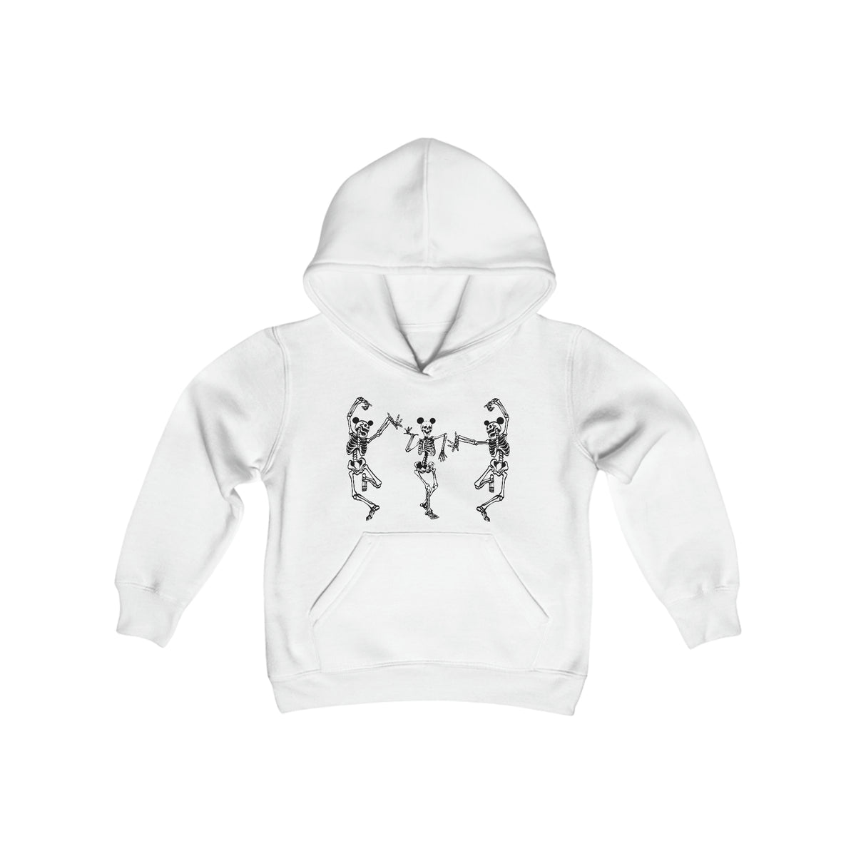 Dancing Skeletons with Ears Gildan Youth Heavy Blend Hooded Sweatshirt