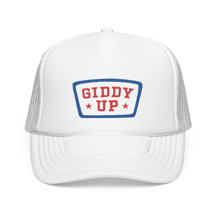Giddy Up Foam Trucker Hat - Embroidered Blue