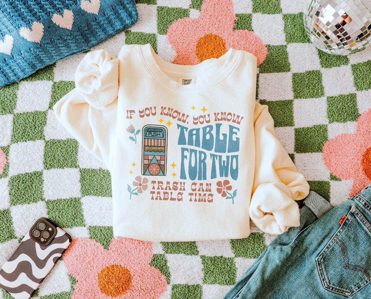 Table For Two Unisex Lightweight Comfort Colors Crewneck Sweatshirt