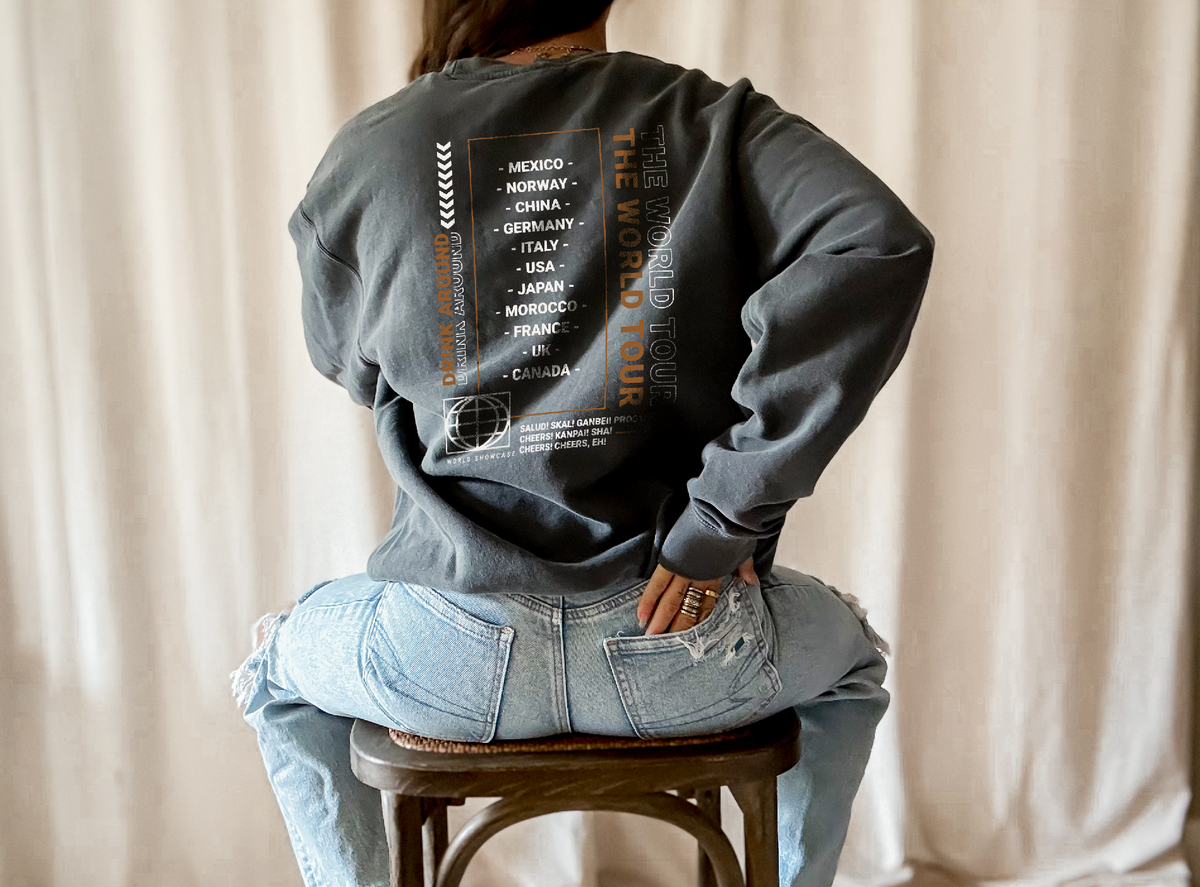 Drink Around the World Tour Unisex Lightweight Comfort Colors Crewneck Sweatshirt