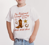 The Rootinest Tootinest Cowboy in the Wild Wild West Bella Canvas Toddler Short Sleeve Tee
