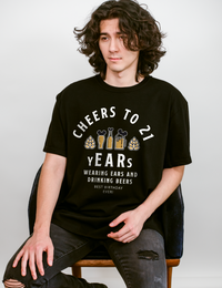 Cheers to 21 Years and Wearing Ears Comfort Colors Unisex Garment-Dyed T-shirt