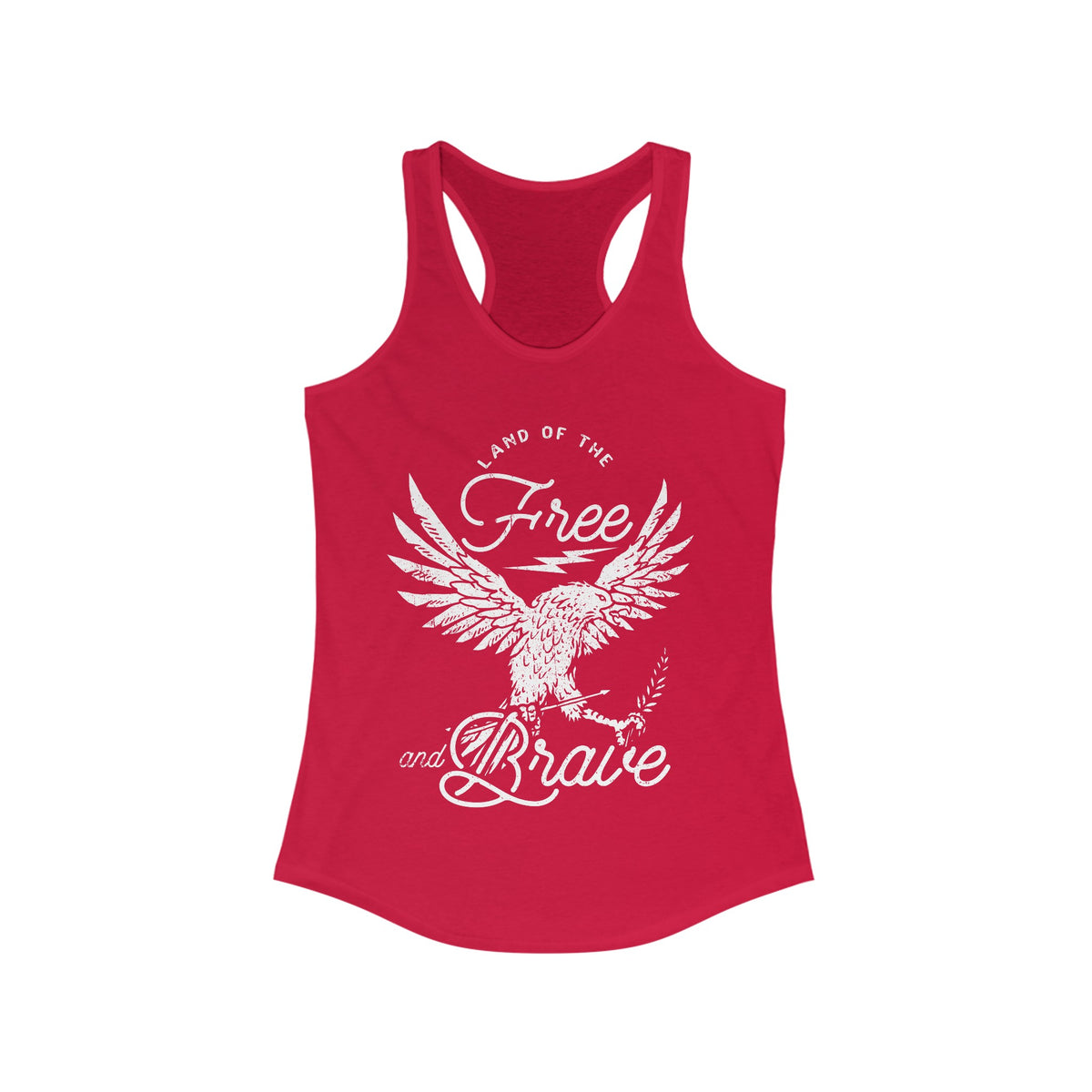 Land of the Free and Brave Women's Next Level Ideal Racerback Tank