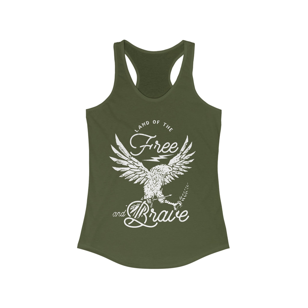 Land of the Free and Brave Women's Next Level Ideal Racerback Tank