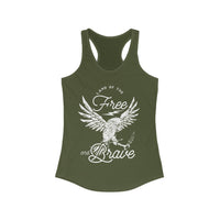 Land of the Free and Brave Women's Next Level Ideal Racerback Tank