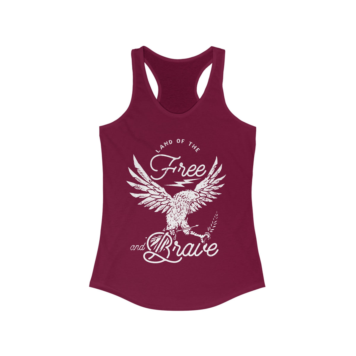 Land of the Free and Brave Women's Next Level Ideal Racerback Tank