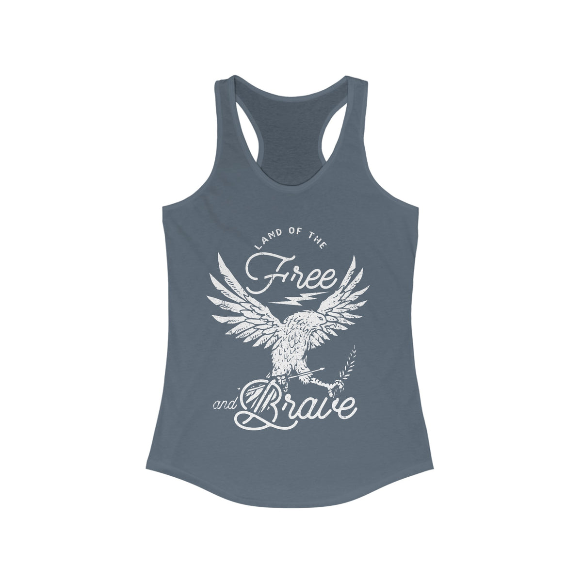 Land of the Free and Brave Women's Next Level Ideal Racerback Tank