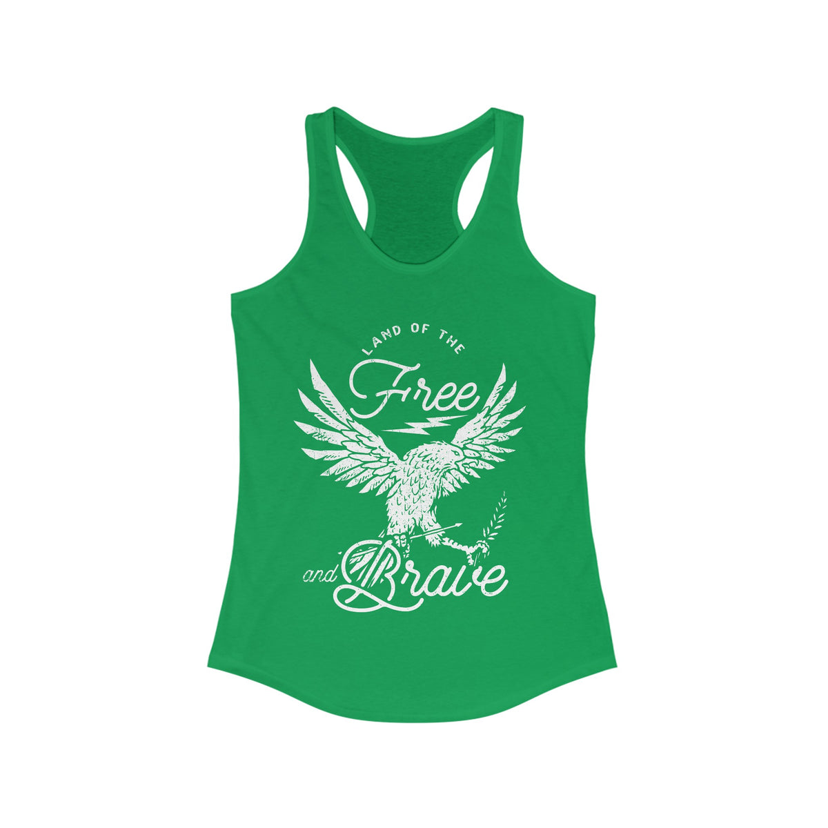 Land of the Free and Brave Women's Next Level Ideal Racerback Tank