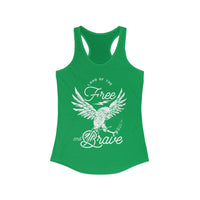 Land of the Free and Brave Women's Next Level Ideal Racerback Tank