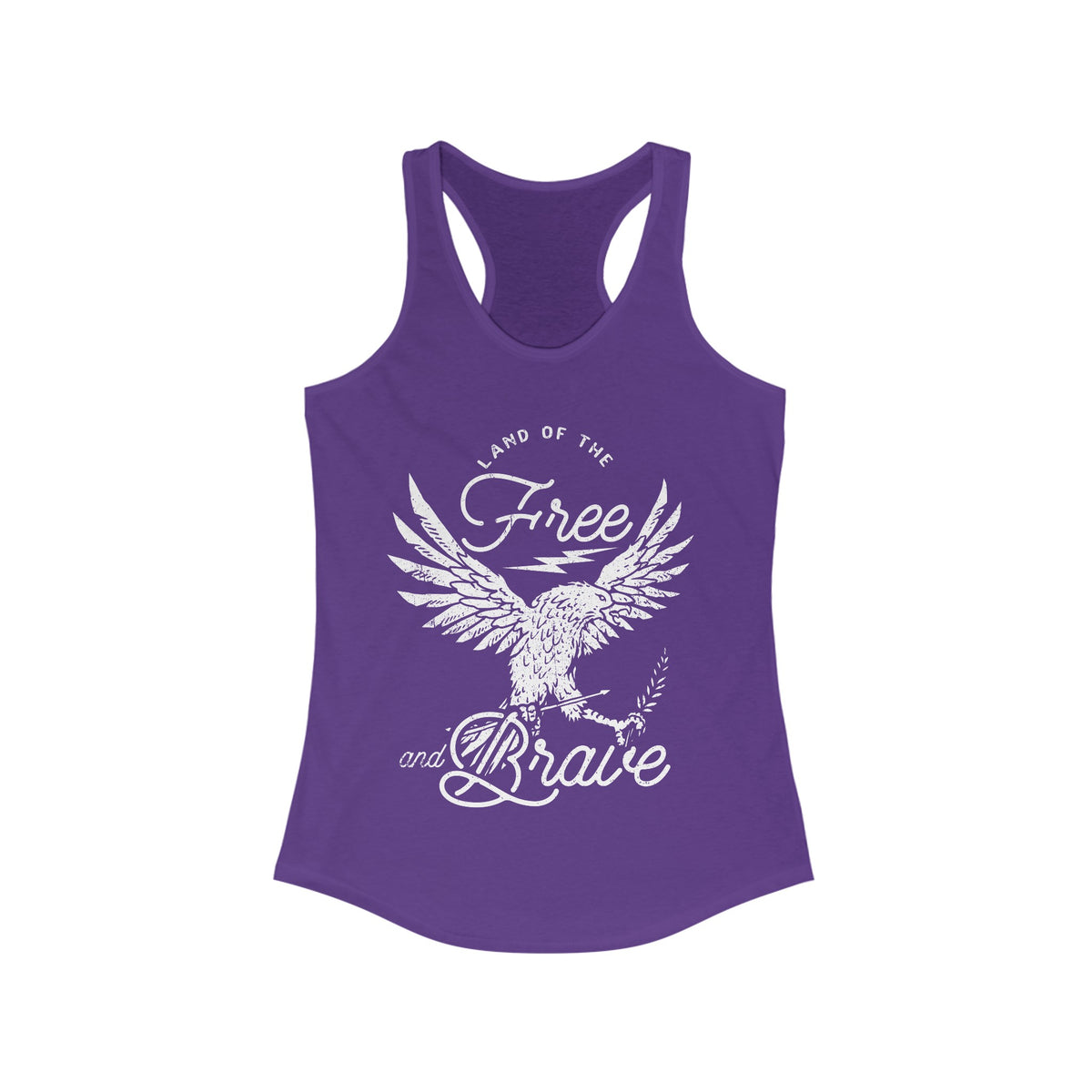 Land of the Free and Brave Women's Next Level Ideal Racerback Tank