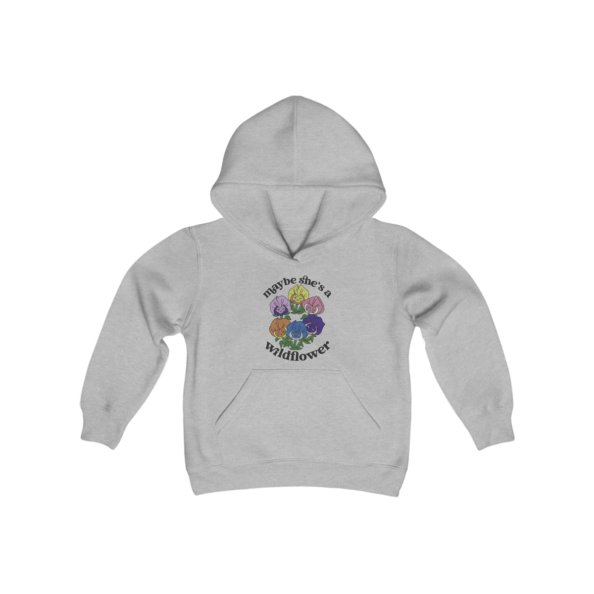 Maybe She’s A Wildflower Gildan Youth Heavy Blend Hooded Sweatshirt