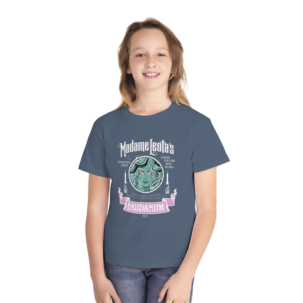 Madame Leota’s Laudanum Teal Comfort Colors Youth Midweight Tee