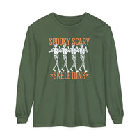 Spooky Scary Skeletons Comfort Colors Unisex Garment-dyed Long Sleeve T-Shirt