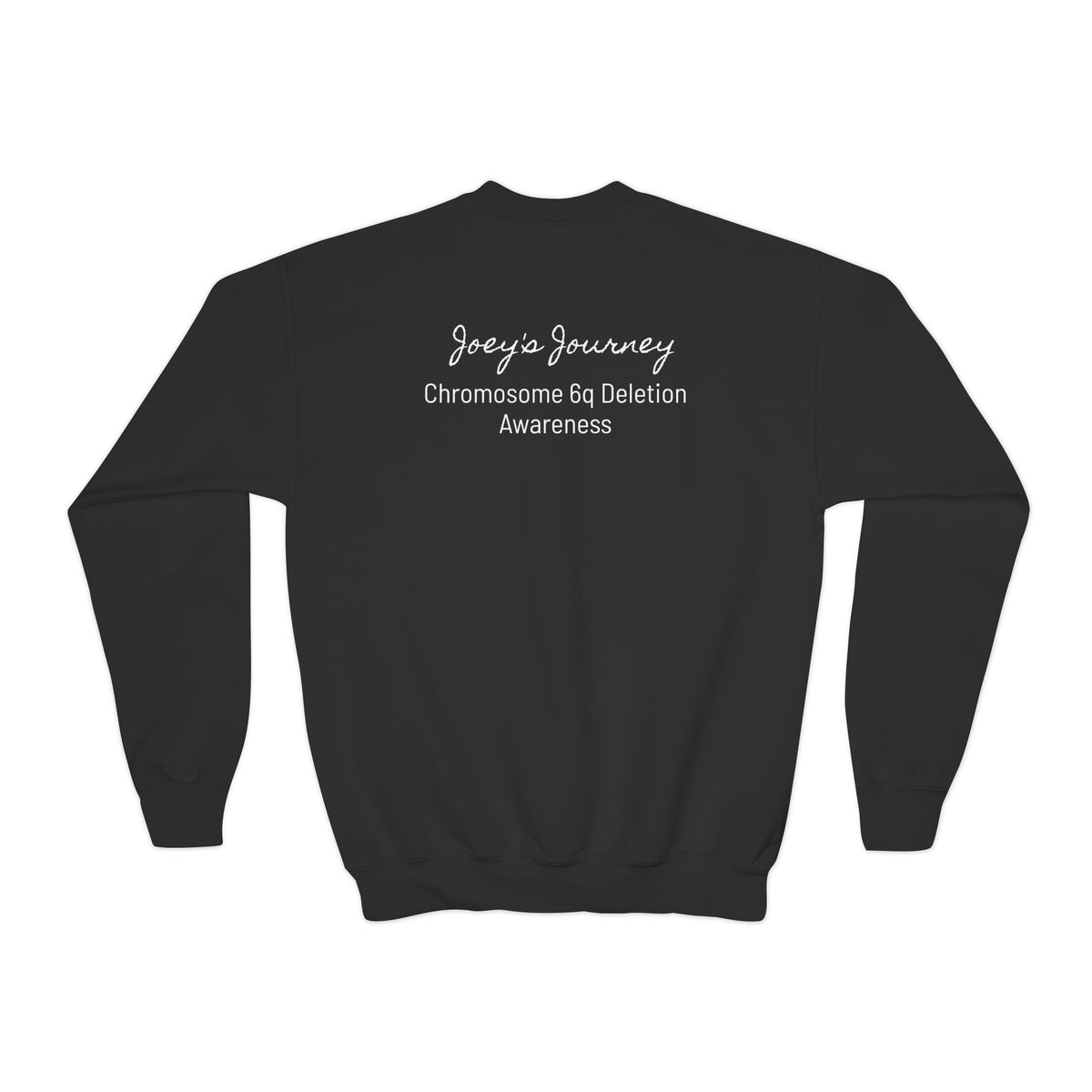 Joey's Journey Chromosome 6q Deletion Awareness Gildan Youth Crewneck Sweatshirt