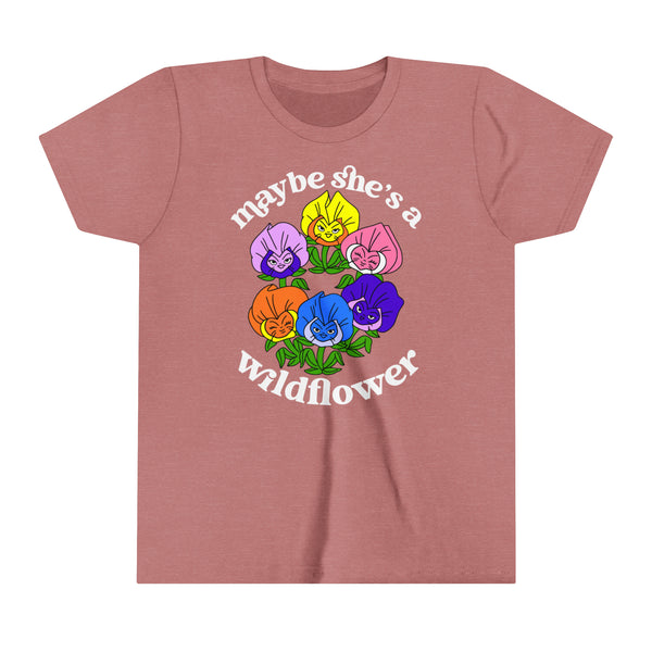 Maybe She’s A Wildflower Bella Canvas Youth Short Sleeve Tee