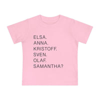 Frozen Character Names Bella Canvas Baby Short Sleeve T-Shirt