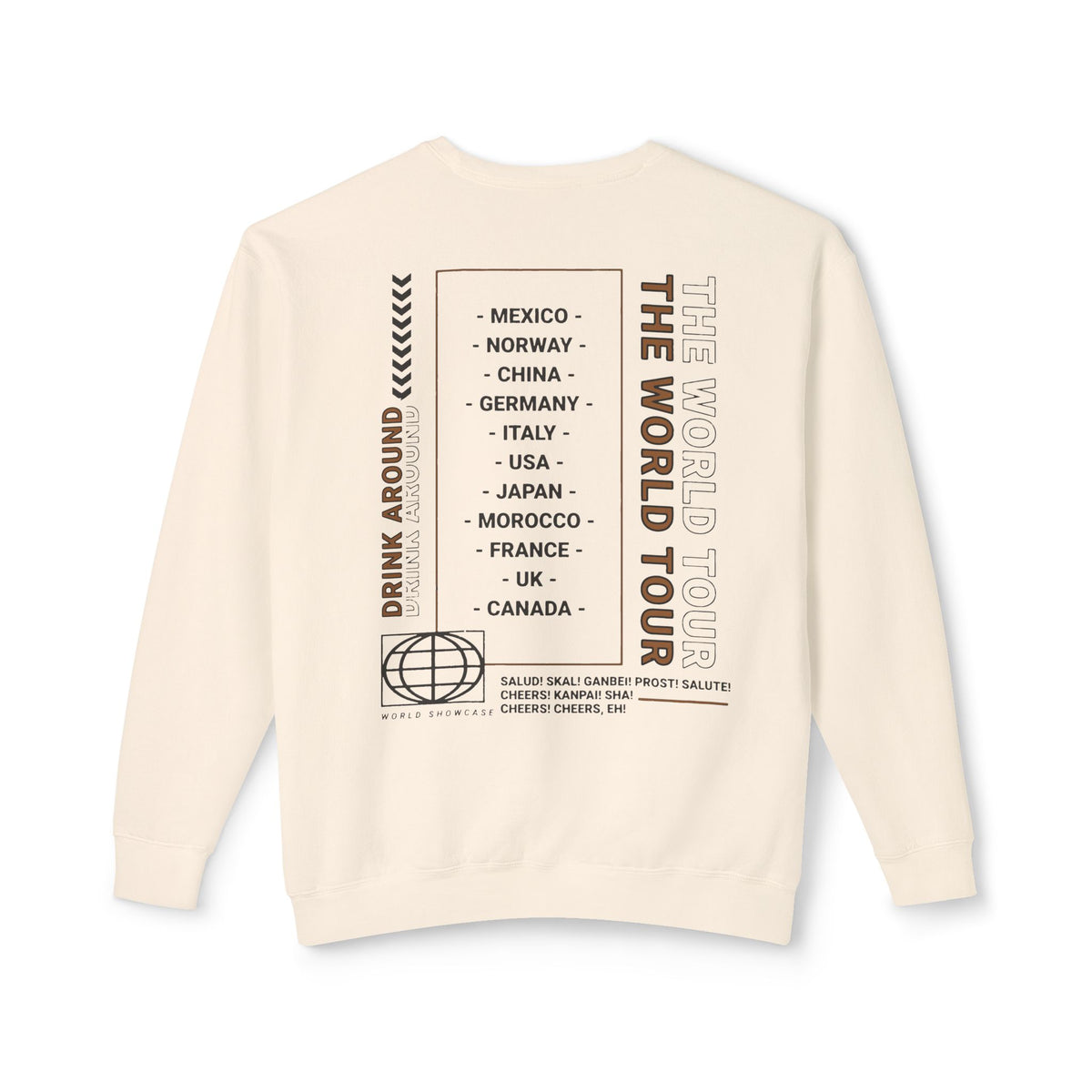 Drink Around the World Tour Unisex Lightweight Comfort Colors Crewneck Sweatshirt