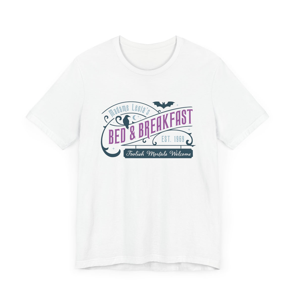 Madame Leota’s Bed and Breakfast Teal Bella Canvas Unisex Jersey Short Sleeve Tee