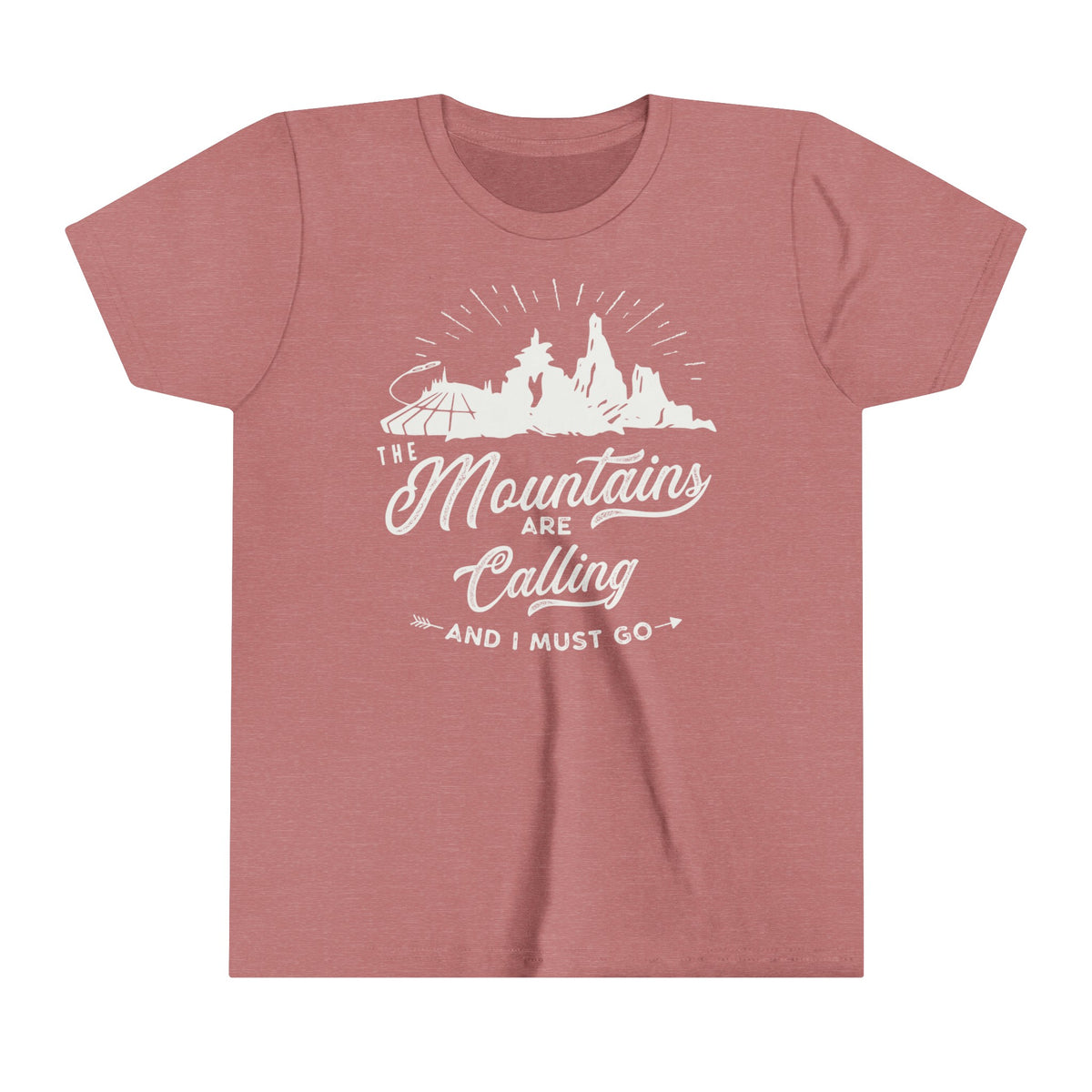 The Mountains Are Calling Bella Canvas Youth Short Sleeve Tee