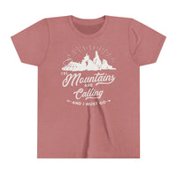 The Mountains Are Calling Bella Canvas Youth Short Sleeve Tee