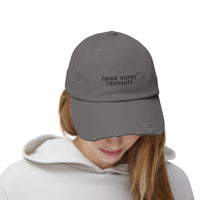 Think Happy Thoughts Unisex Distressed Cap