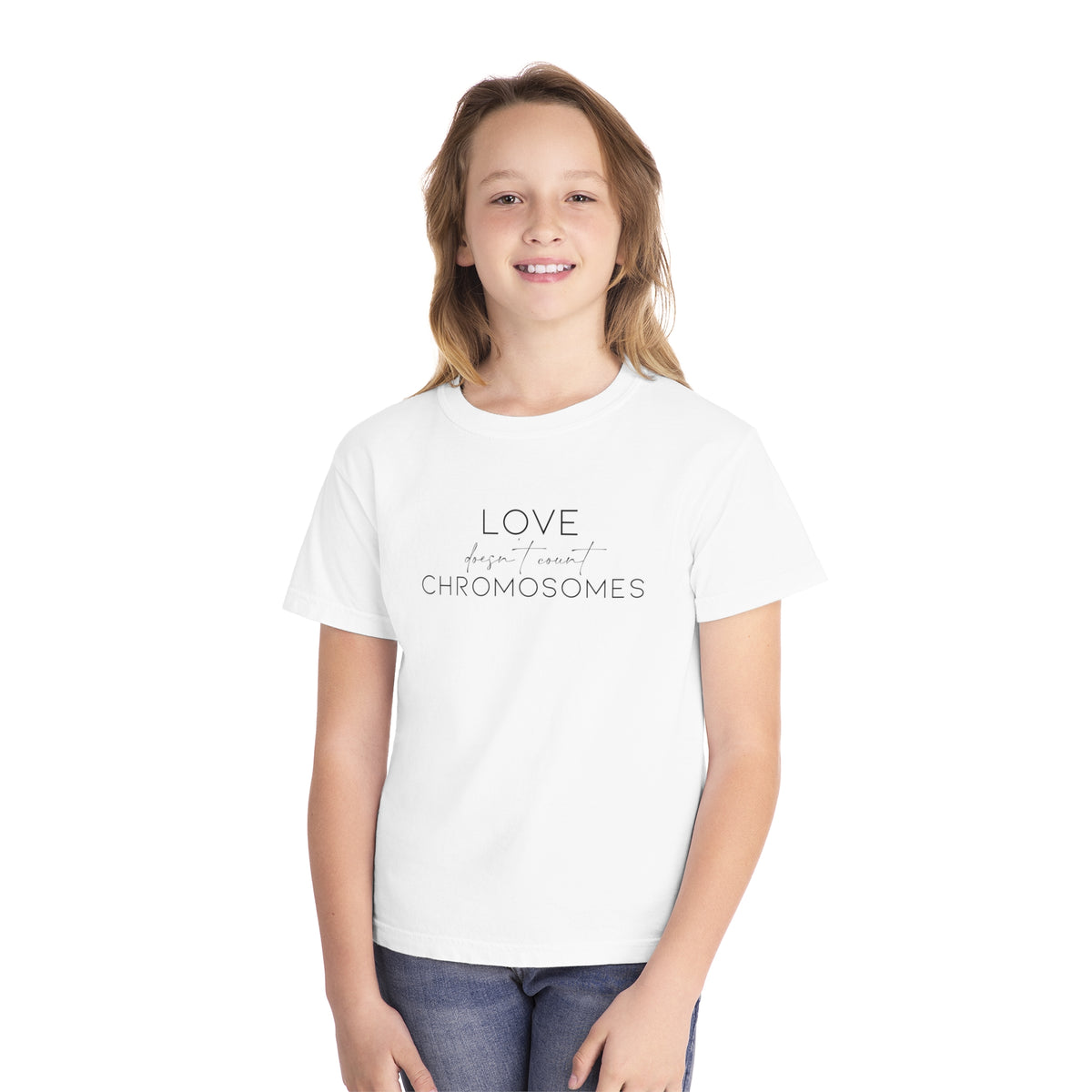 Love Doesn’t Count Chromosomes Comfort Colors Youth Midweight Tee
