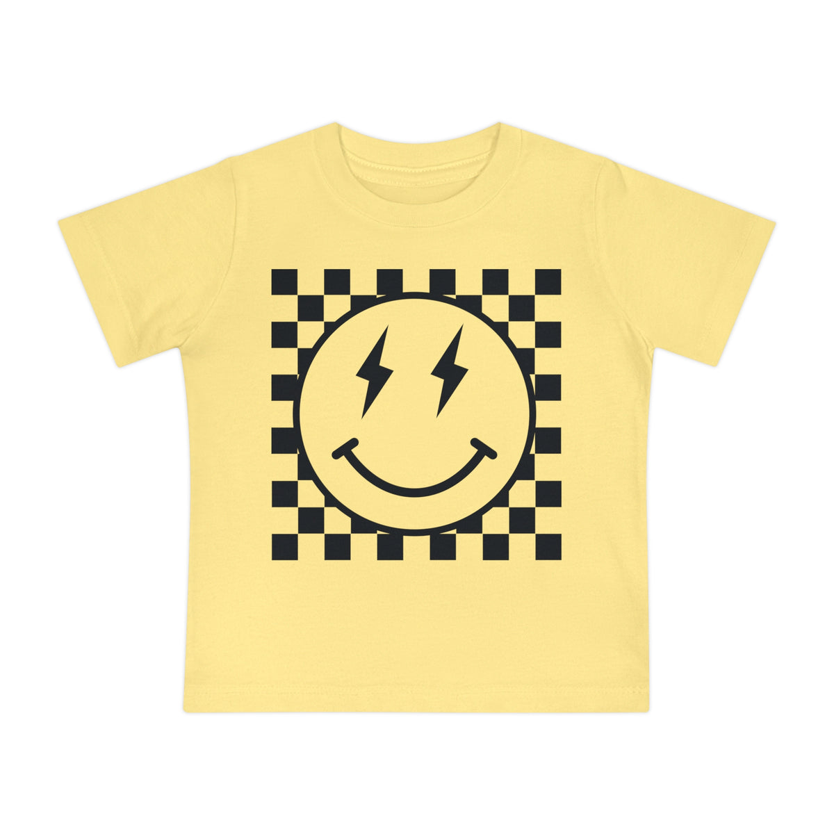 Retro Checkered Smile Bella Canvas Baby Short Sleeve T-Shirt