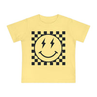 Retro Checkered Smile Bella Canvas Baby Short Sleeve T-Shirt